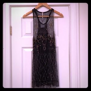 Free People Navy sheer overlay tank